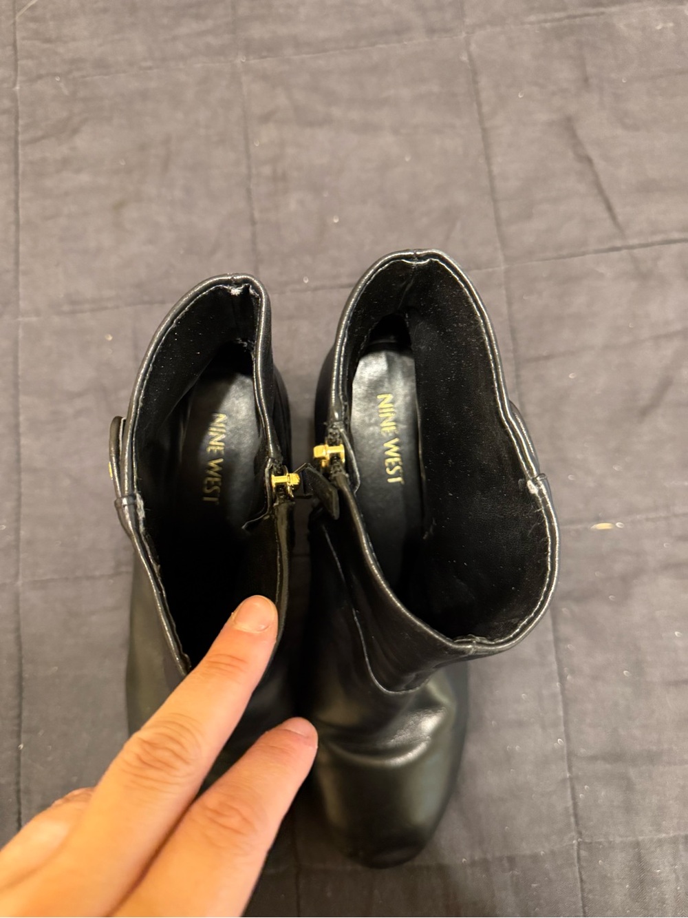 Nine West Black Leather Ankle Boots with Gold Button Detail - Picture 4 of 6